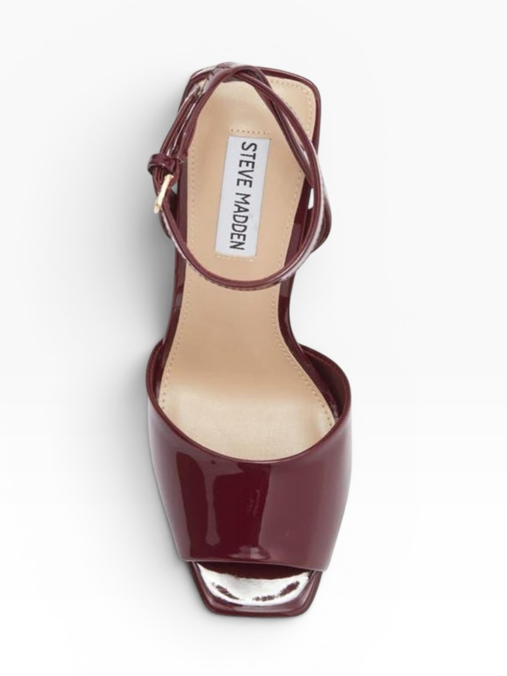 STEVE MADDEN LEESHA BURGUNDY PATENT ANKLE STRAP SQUARE TOE HEELS NWT SIZE 10 - Picture 14 of 14